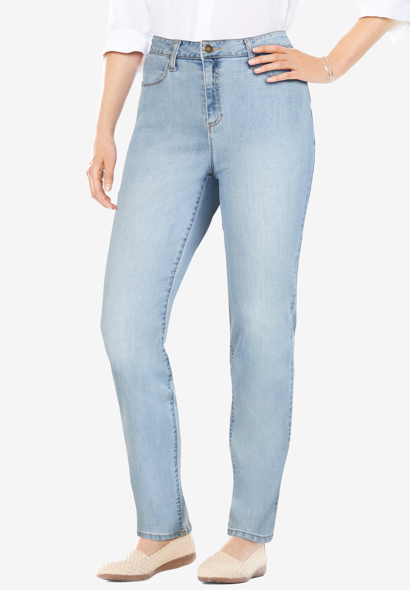 Straight-Leg Stretch Comfort Denim Five-Pocket Jeans image number 0