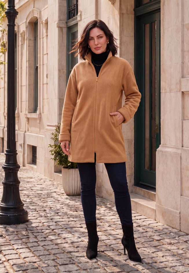 Plus Size Fleece Driving Coat image number 4