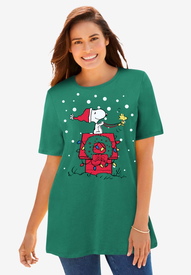 Peanuts Green Snoopy Sleigh Tee image number 0