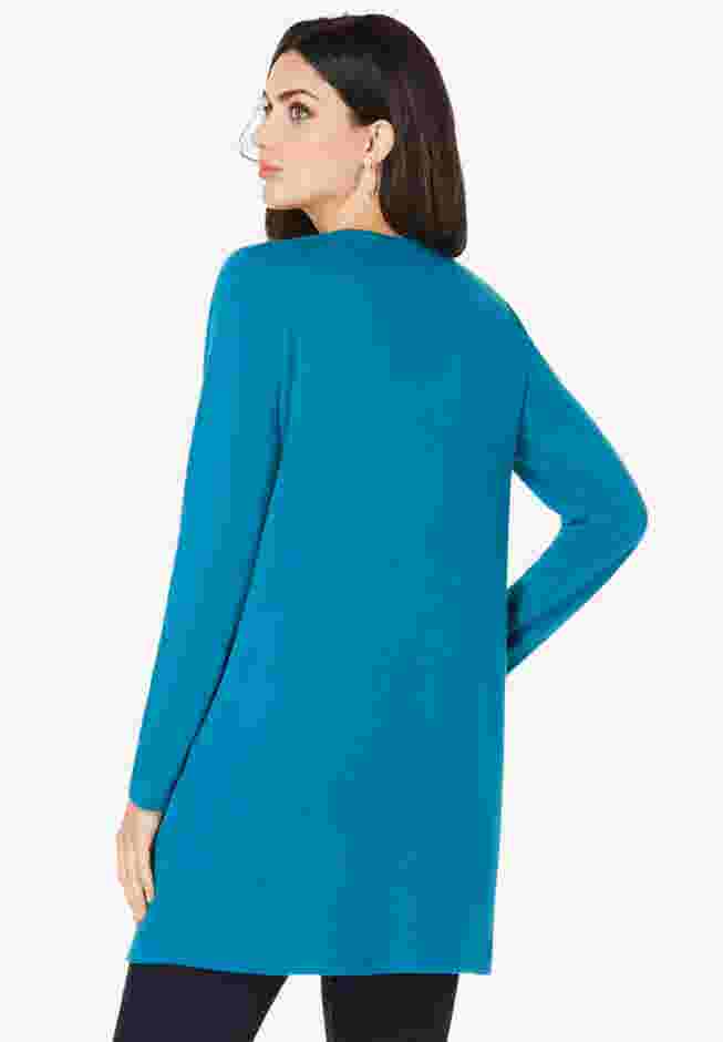 Plus Size Two Pocket Long Sleeve Soft Knit Swing Tunic image number 1