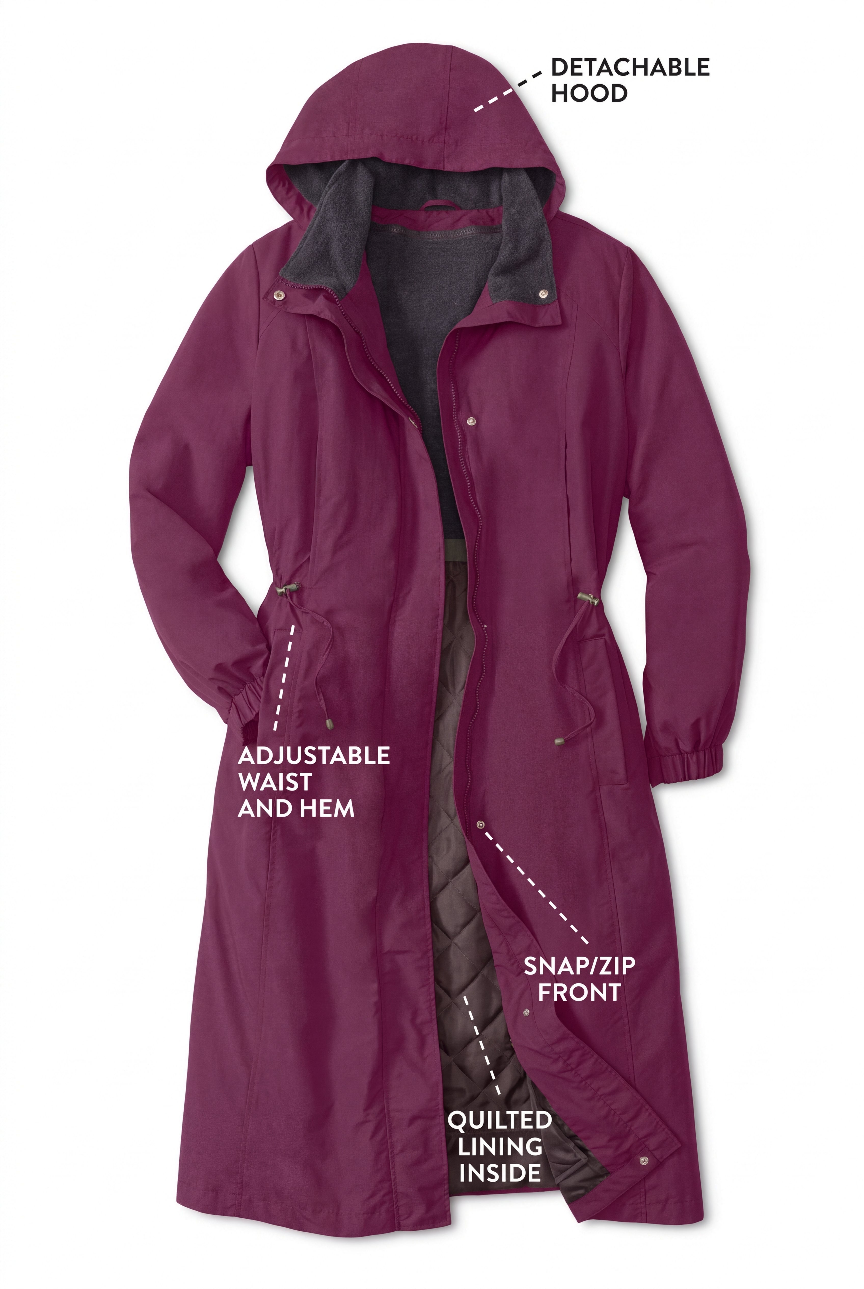 Long Hooded Taslon&reg; Jacket image number 1