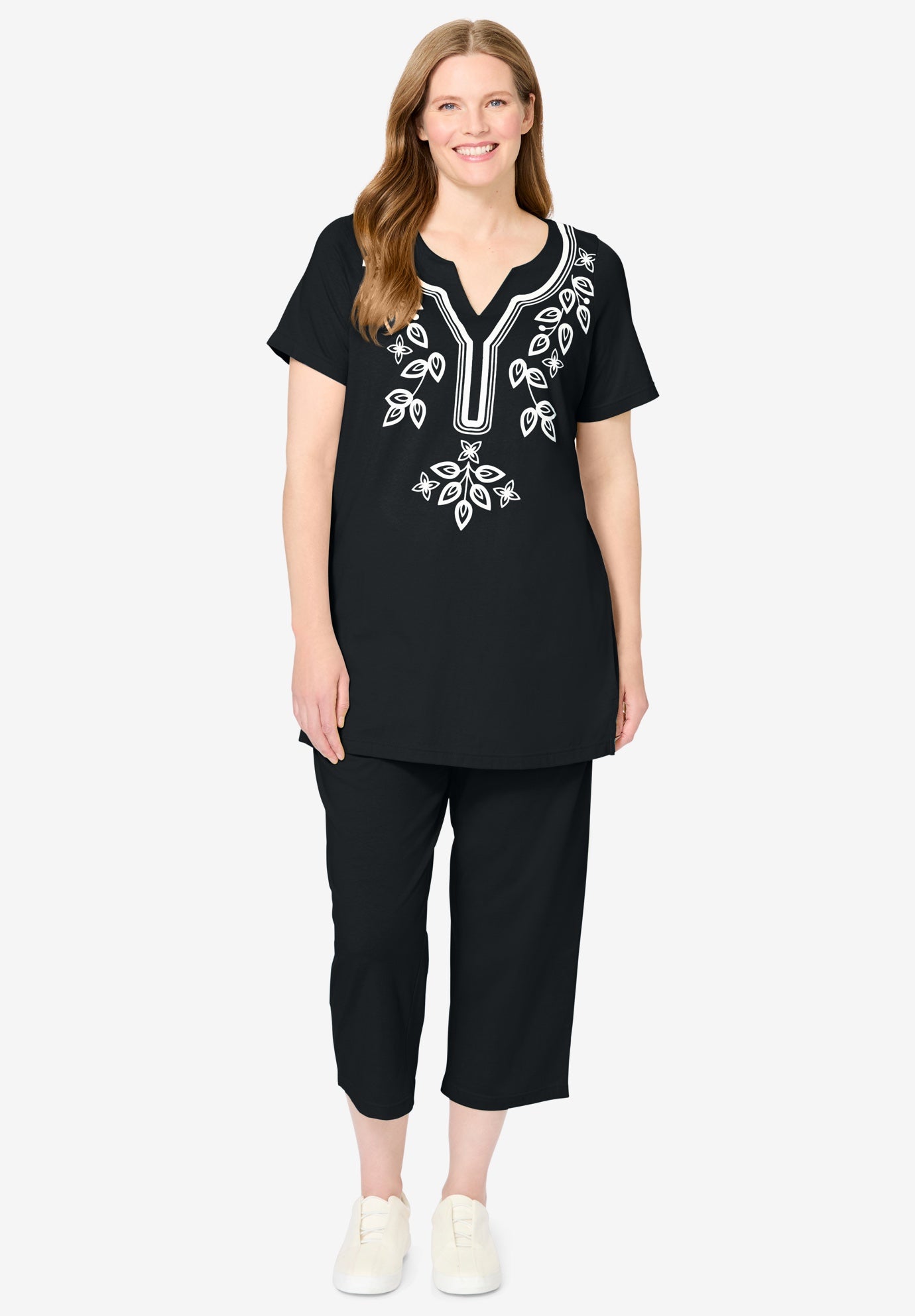 Printed Tunic and Capri Set image number 0