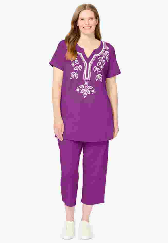 Printed Tunic and Capri Set image number 0