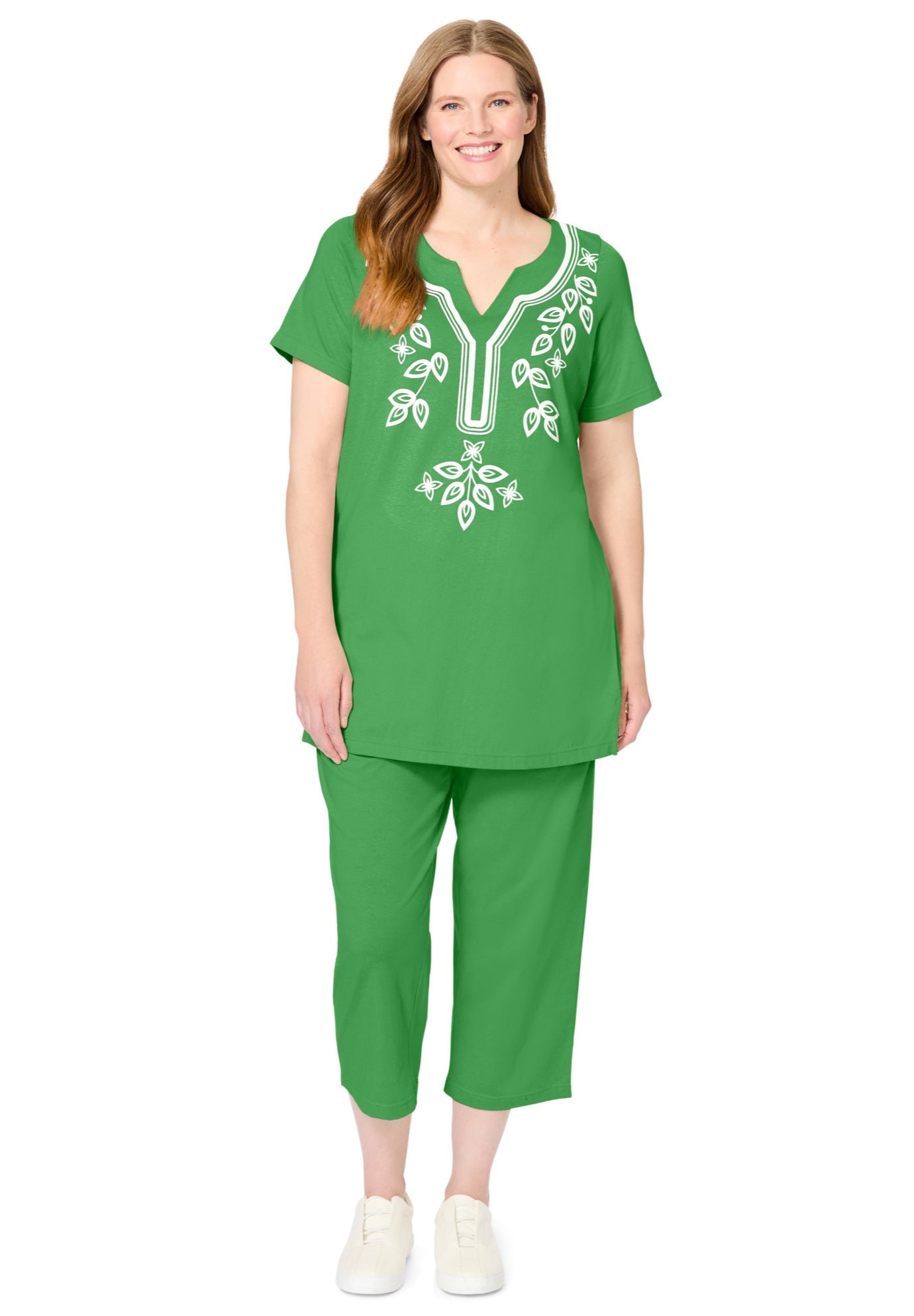 Printed Tunic and Capri Set image number 0