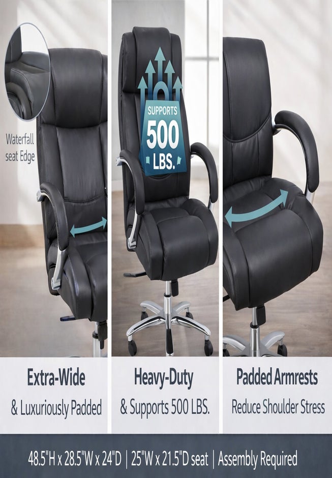 500 lbs. Weight Capacity Chrome Executive Office Chair image number 1