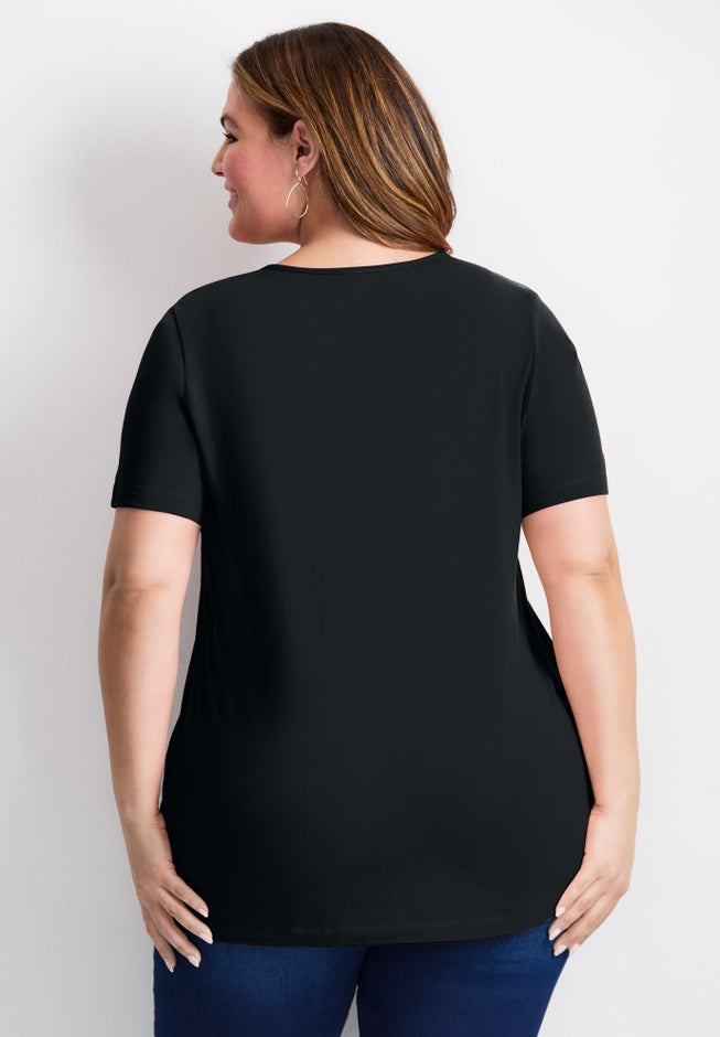 Triple Keyhole Short Sleeve Tee image number 1