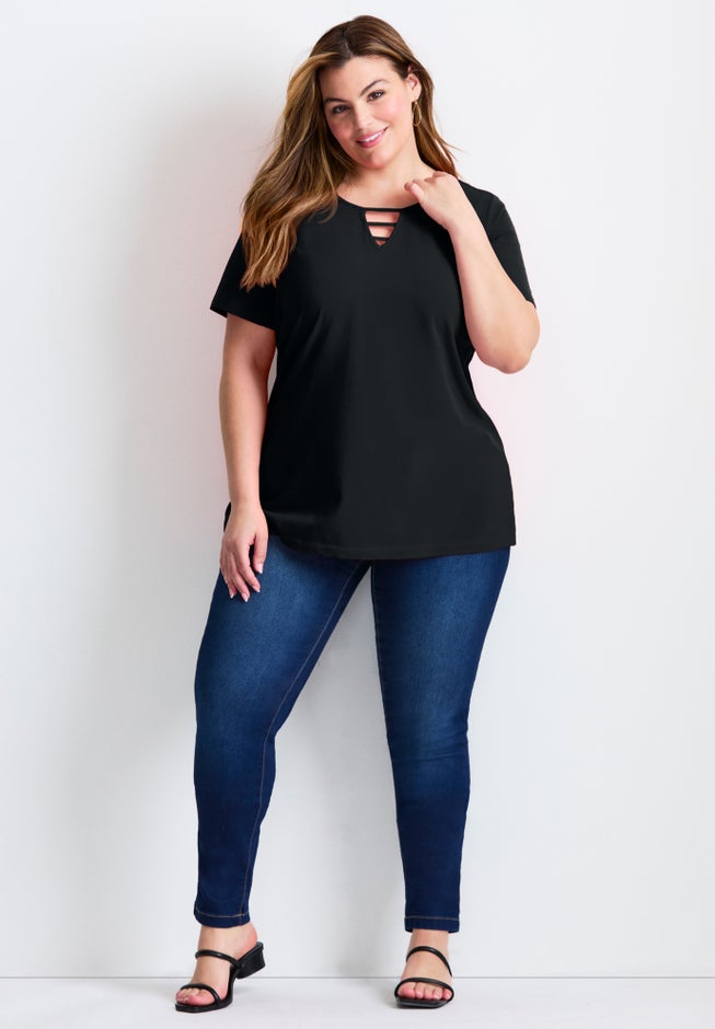 Triple Keyhole Short Sleeve Tee image number 4