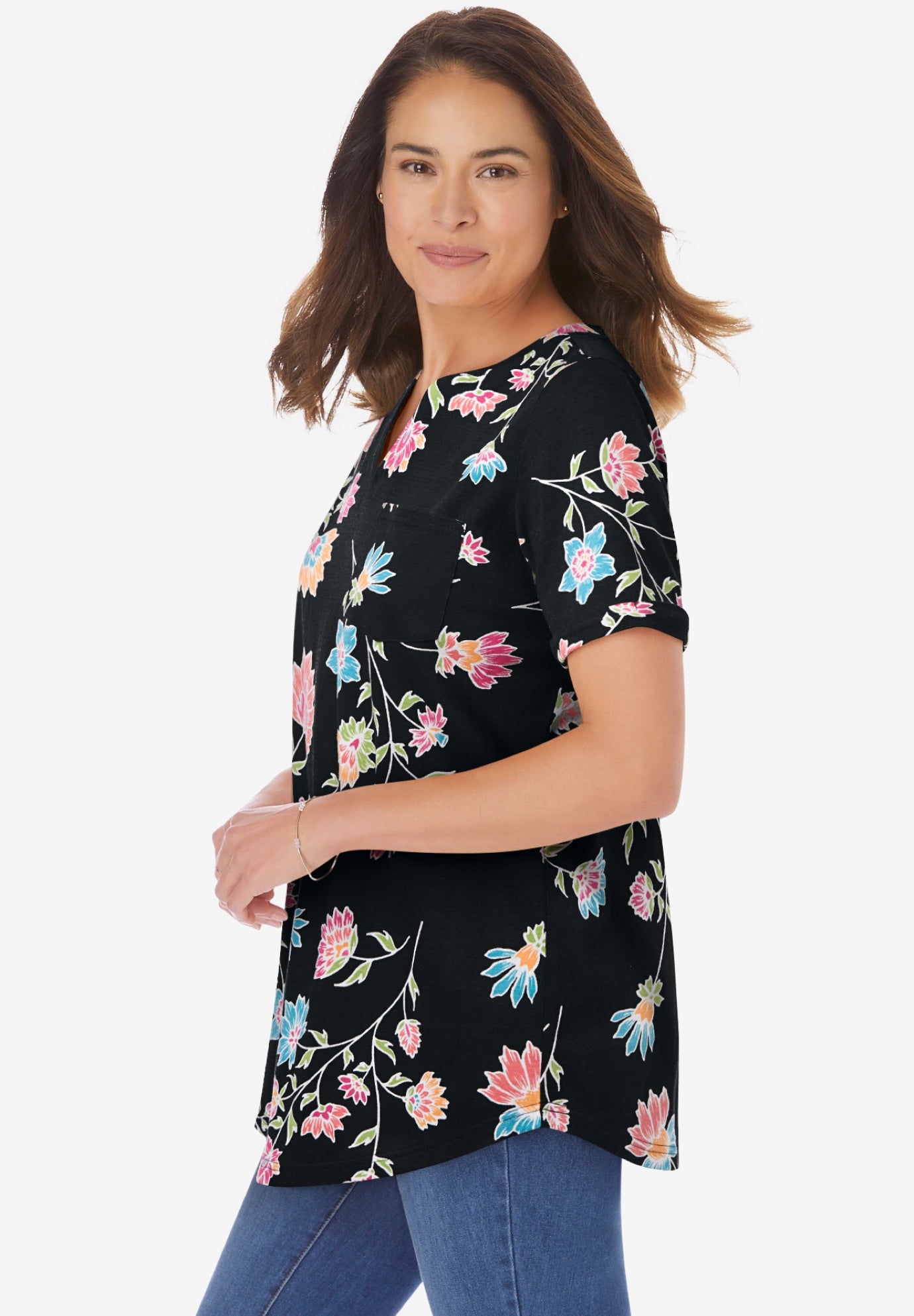 Notch-Neck Pocket Tee image number 2