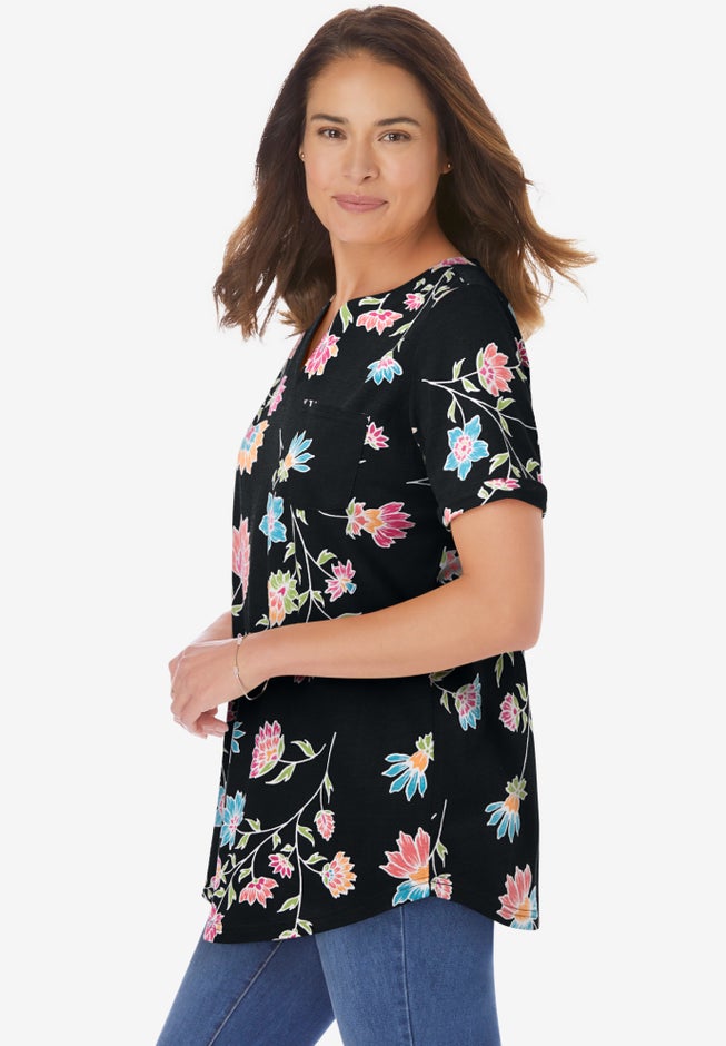 Notch-Neck Pocket Tee image number 2