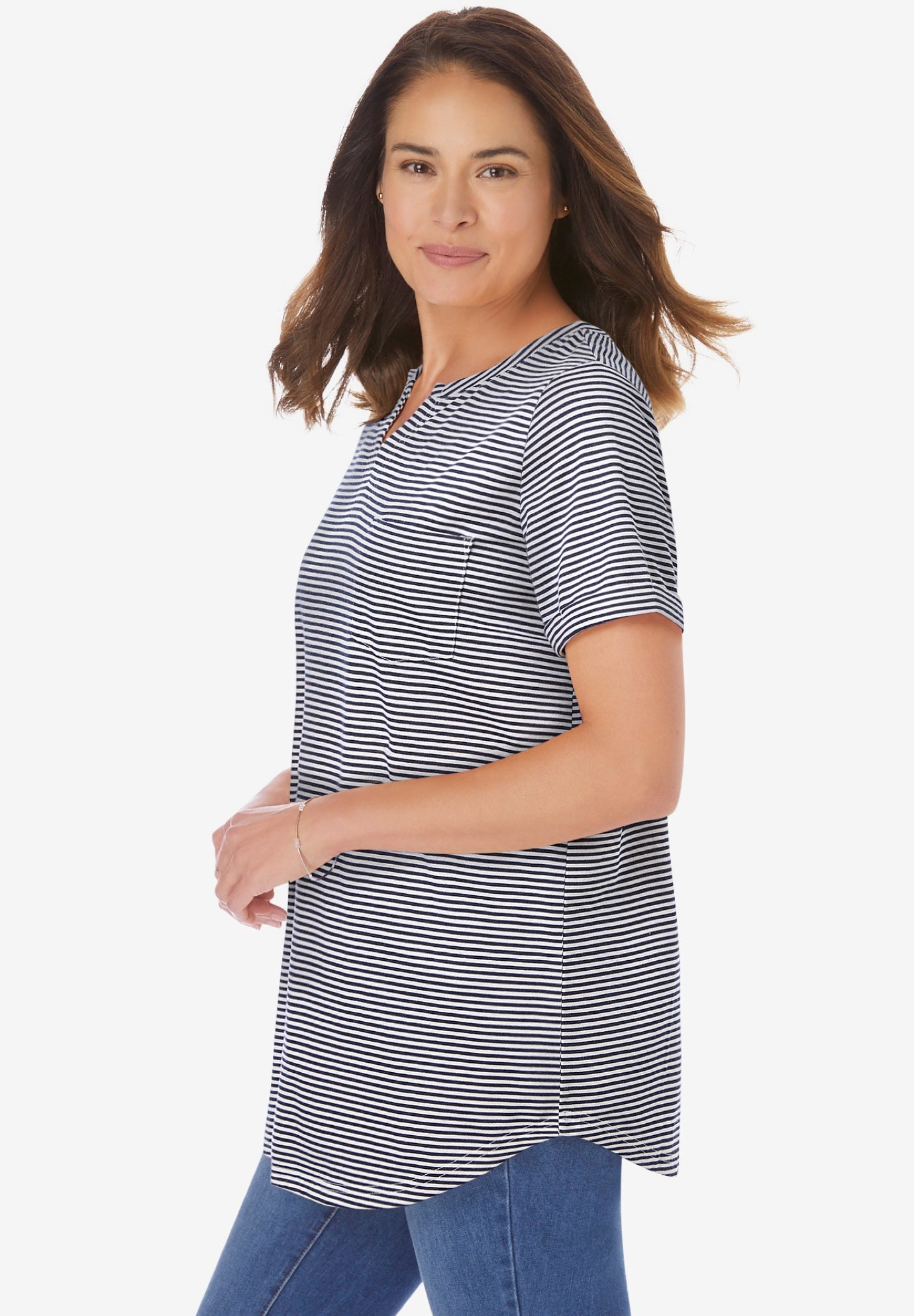 Notch-Neck Pocket Tee image number 2