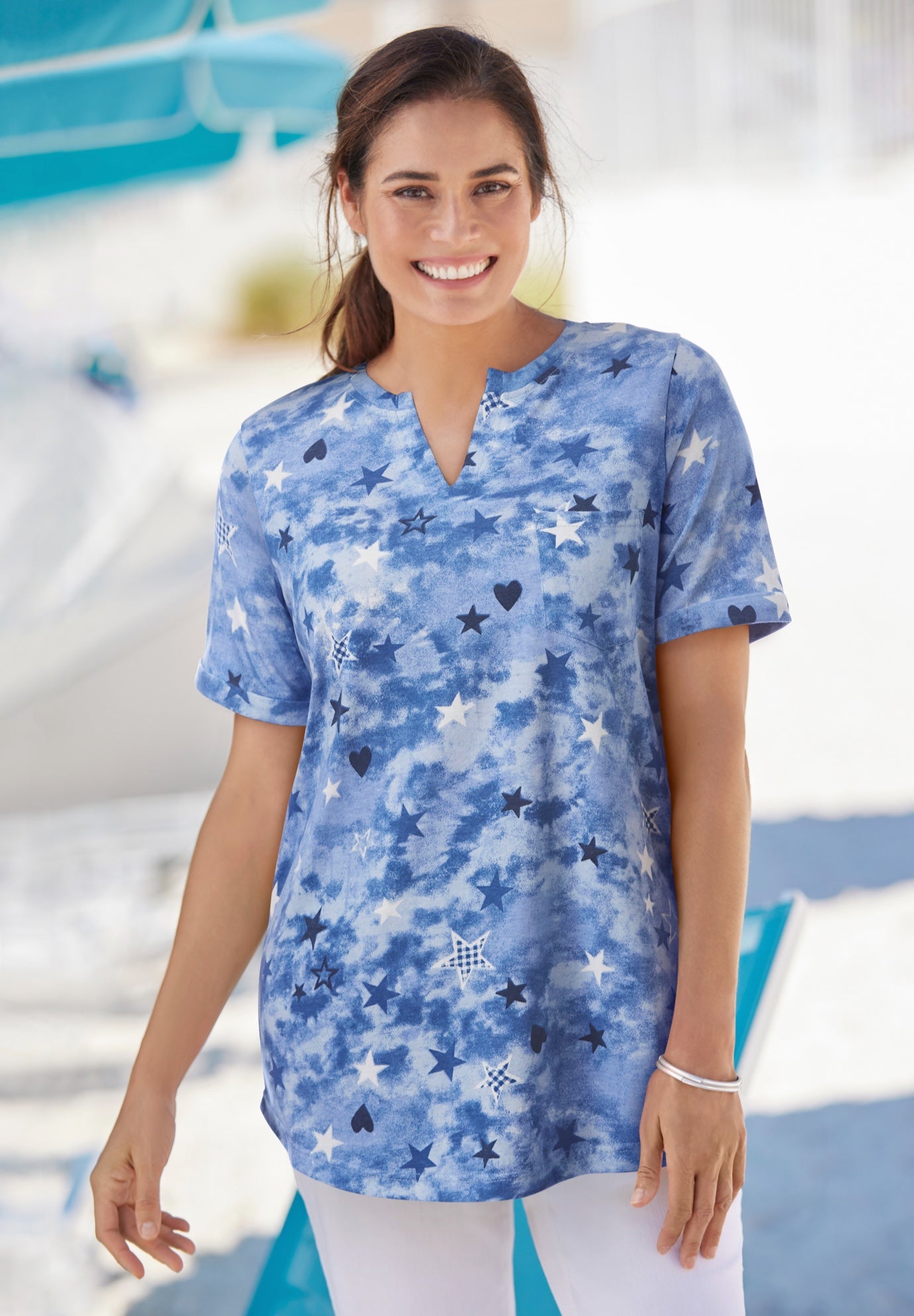 Notch-Neck Pocket Tee image number 0