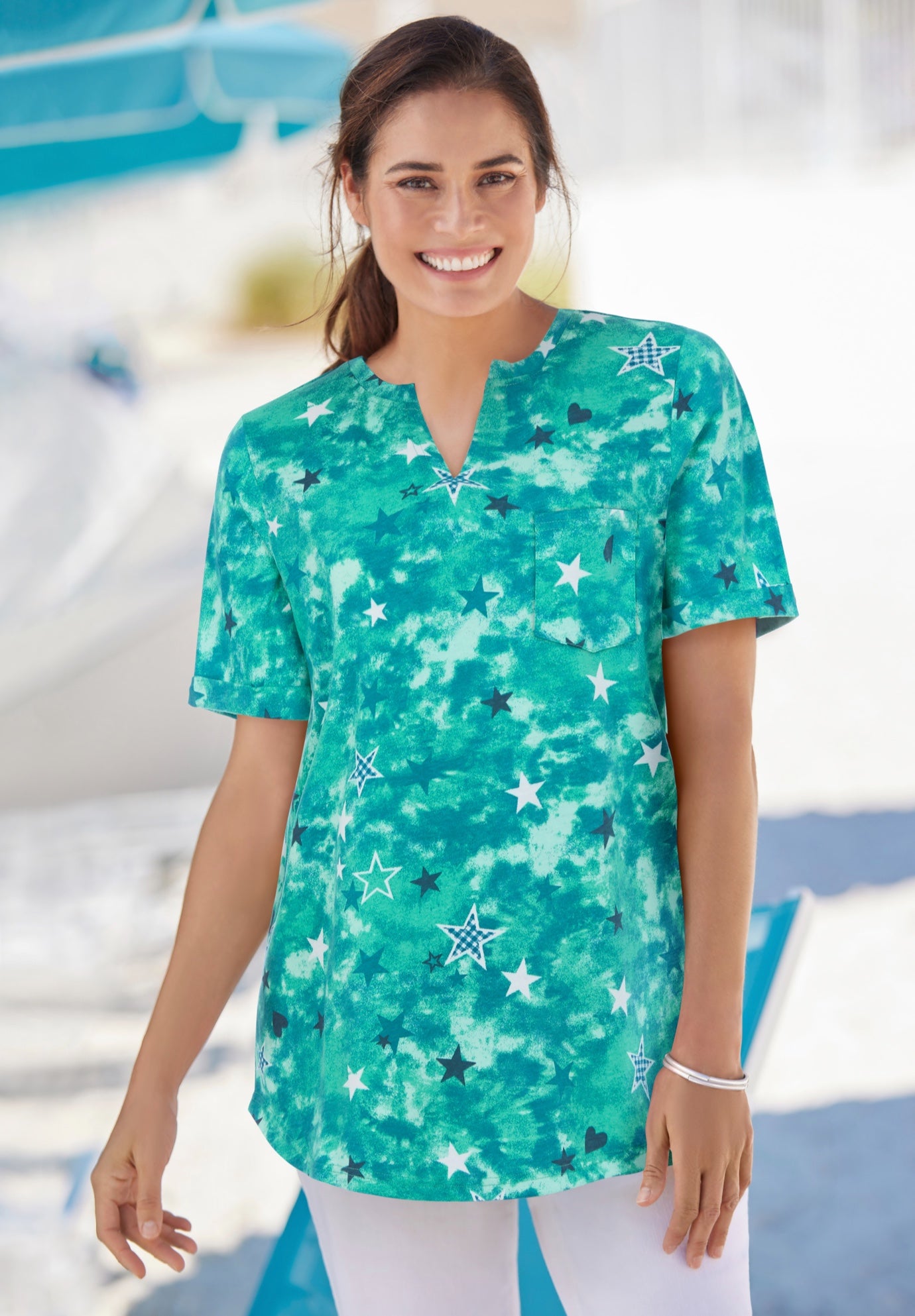 Notch-Neck Pocket Tee image number 0