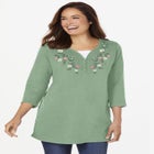 7-Day Layered-Look Embroidered Henley Tunic image number null
