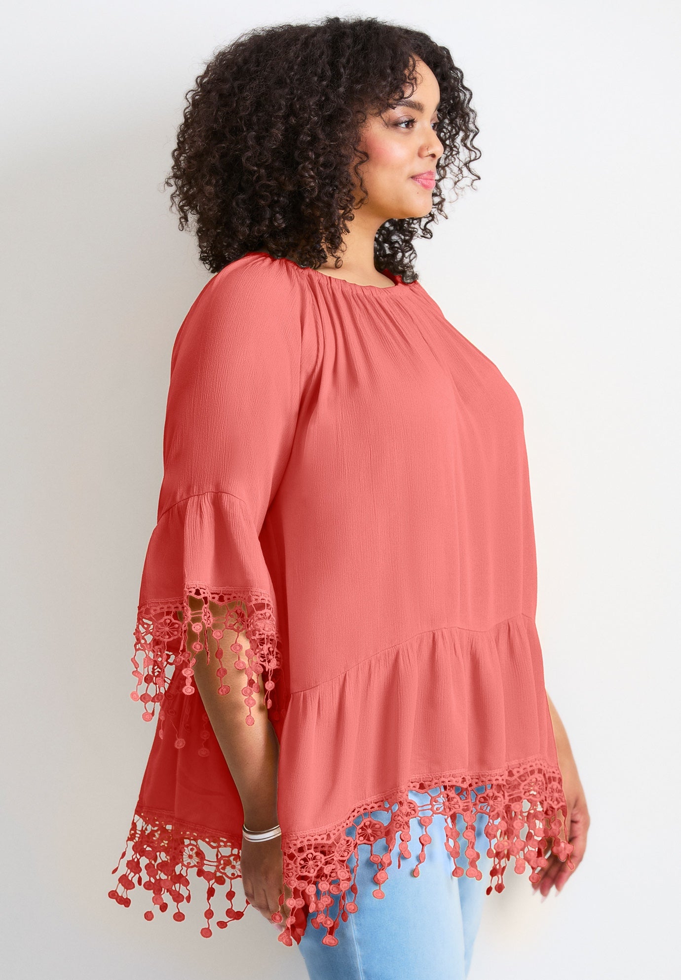  Crochet Fringe Trim Tunic image number 2