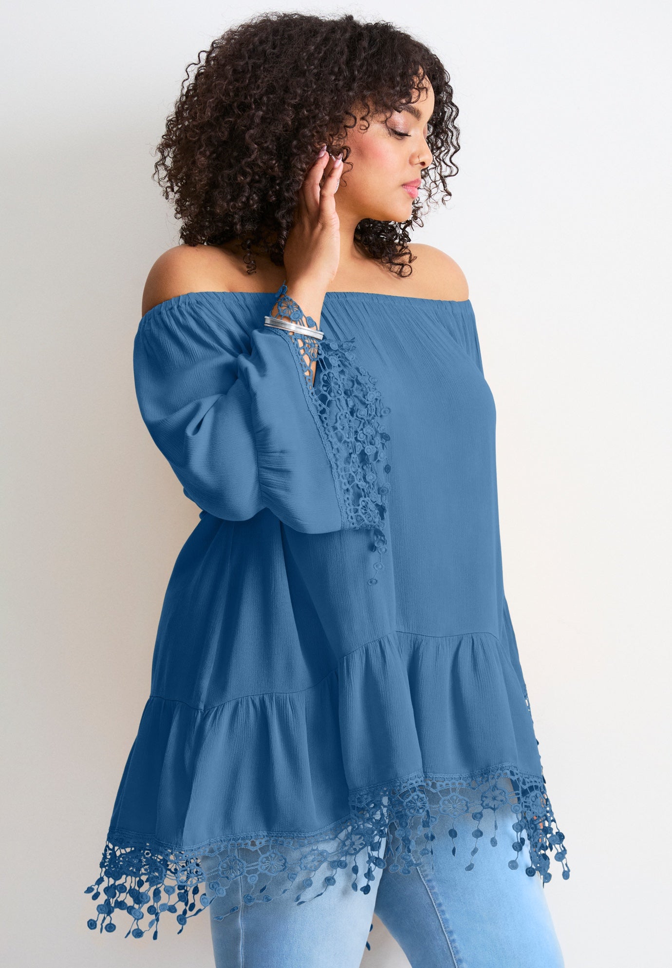  Crochet Fringe Trim Tunic image number 3