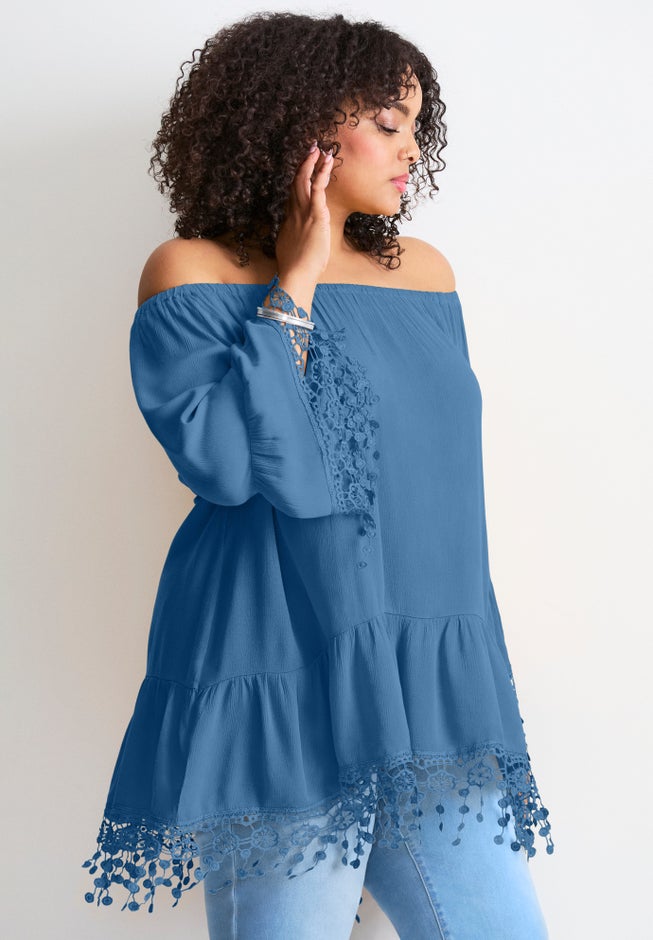  Crochet Fringe Trim Tunic image number 3