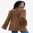 Plus Size Fringe Suede Jacket image number null