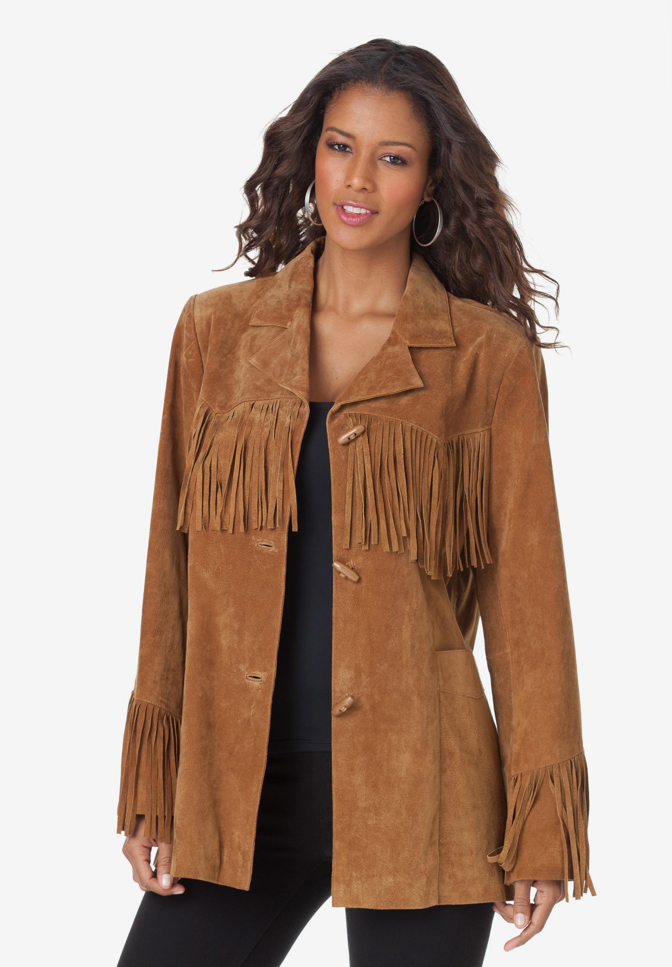 Plus Size Fringe Suede Jacket | Woman Within