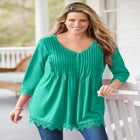 Pintuck Henley Crochet Trim Tunic image number null