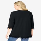 Pintuck Henley Crochet Trim Tunic image number null