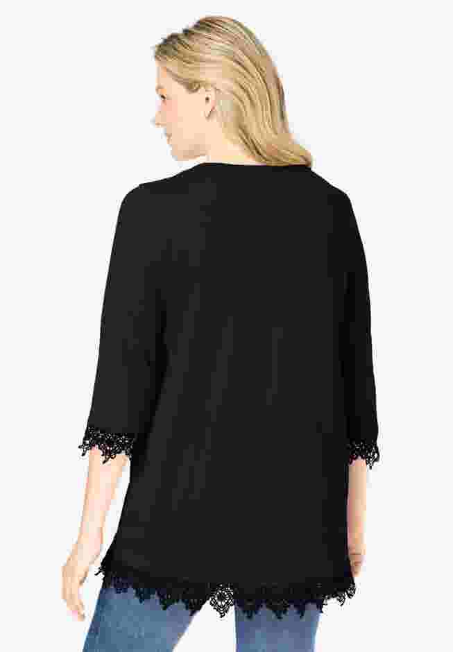 Pintuck Henley Crochet Trim Tunic image number 1