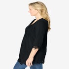 Pintuck Henley Crochet Trim Tunic image number null