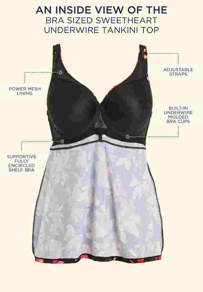 Bra Sized Sweetheart Underwire Tankini Top image number 2