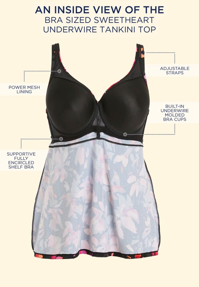 Bra Sized Sweetheart Underwire Tankini Top image number 2