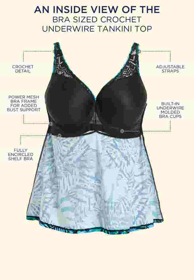 Bra Sized Crochet Underwire Tankini Top image number 5