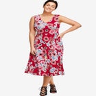 Stretch Jersey Knit Sleeveless Scoop Neck Fit and Flare Dress image number null