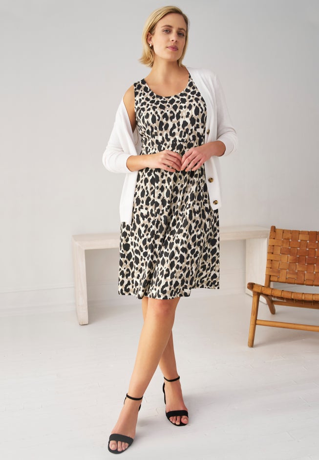 Sleeveless Knit Fit and Flare Knit Dress image number 0