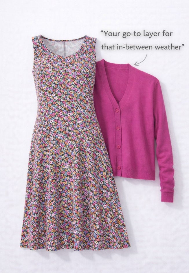 Stretch Knit Scoop Neck Sleeveless Fit And Flare Dress image number 2