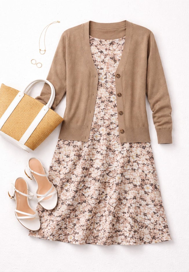 Stretch Knit Scoop Neck Sleeveless Fit And Flare Dress image number 2