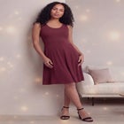 Stretch Jersey Knit Sleeveless Scoop Neck Fit and Flare Dress image number null
