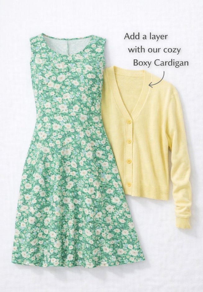 Stretch Jersey Knit Sleeveless Scoop Neck Fit and Flare Dress image number 3