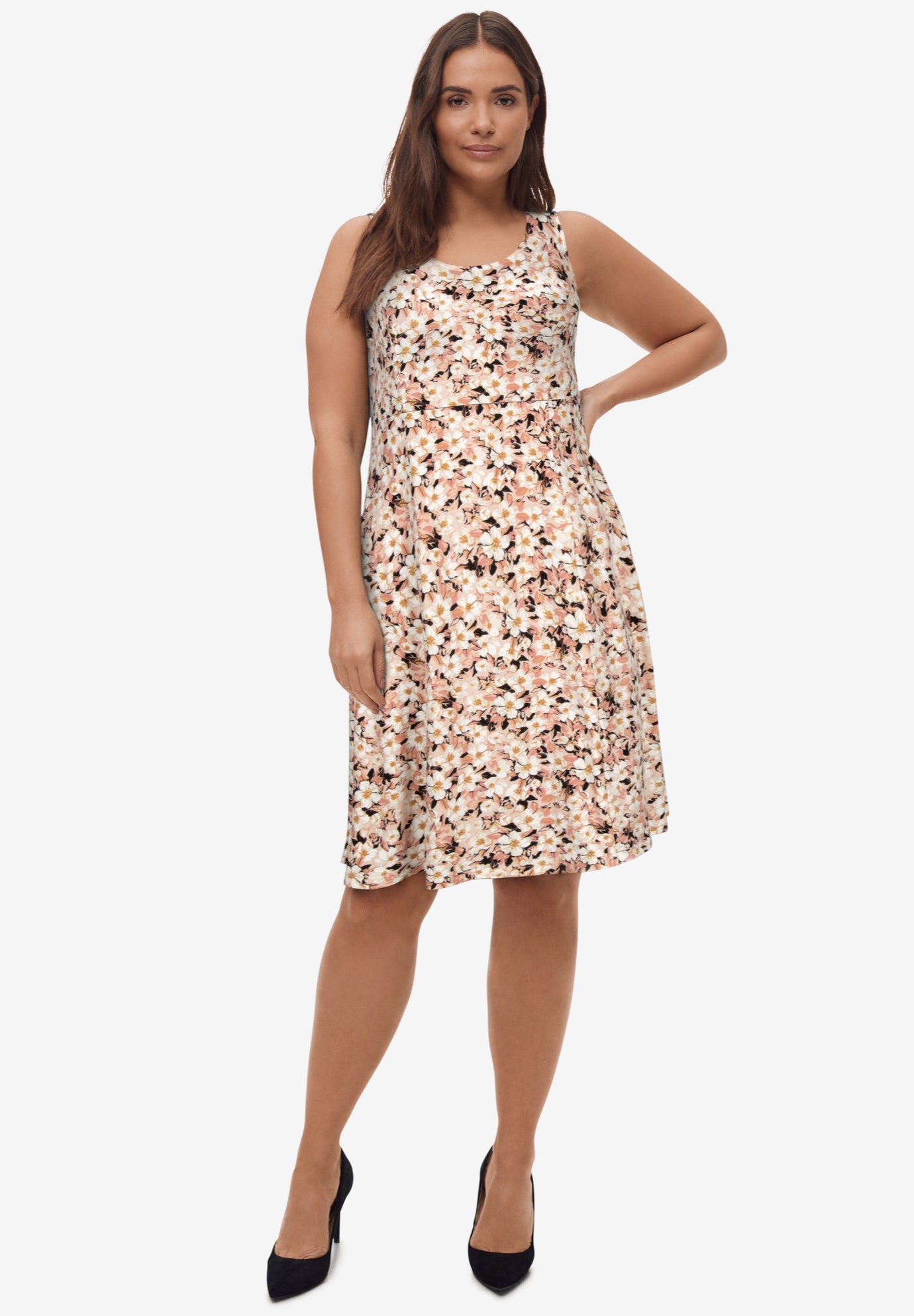 Sleeveless Knit Fit and Flare Knit Dress image number 0