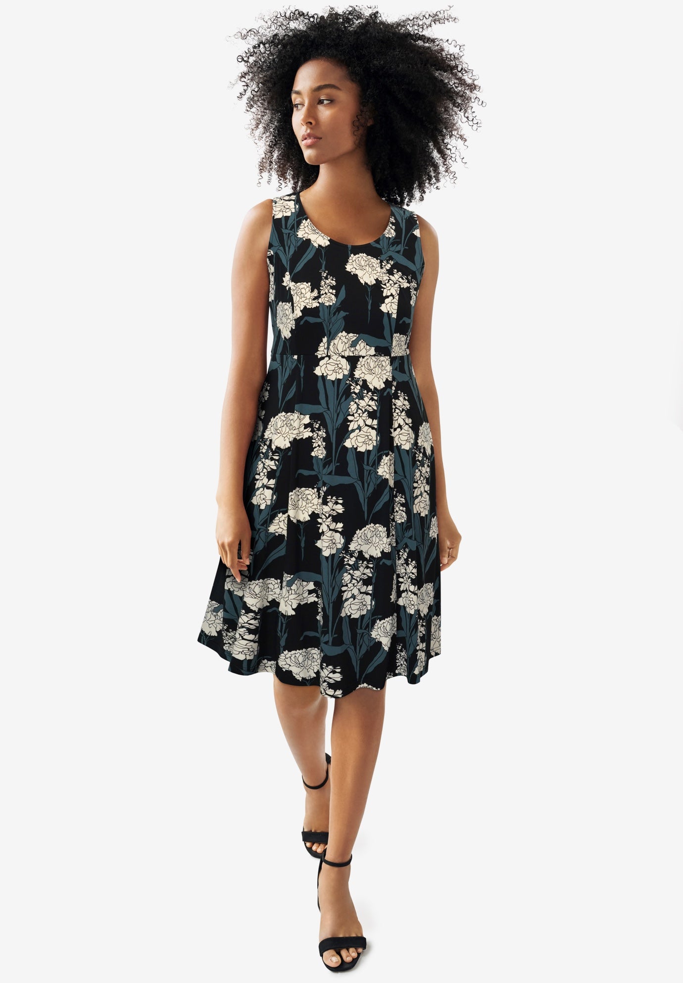 Sleeveless Knit Fit and Flare Knit Dress image number 0