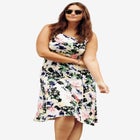 Stretch Knit Scoop Neck Sleeveless Fit And Flare Dress image number null