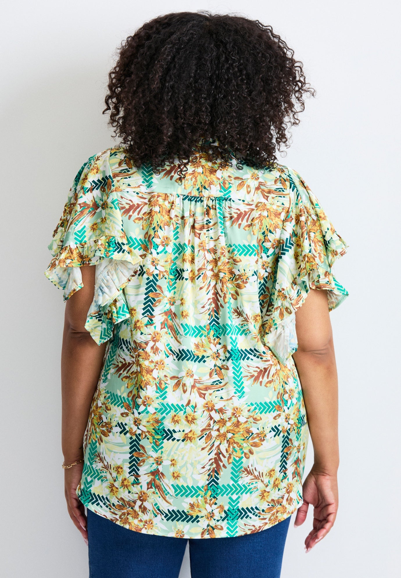 Tie Front Scarf Sleeve Blouse image number 1