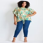 Tie Front Scarf Sleeve Blouse image number null