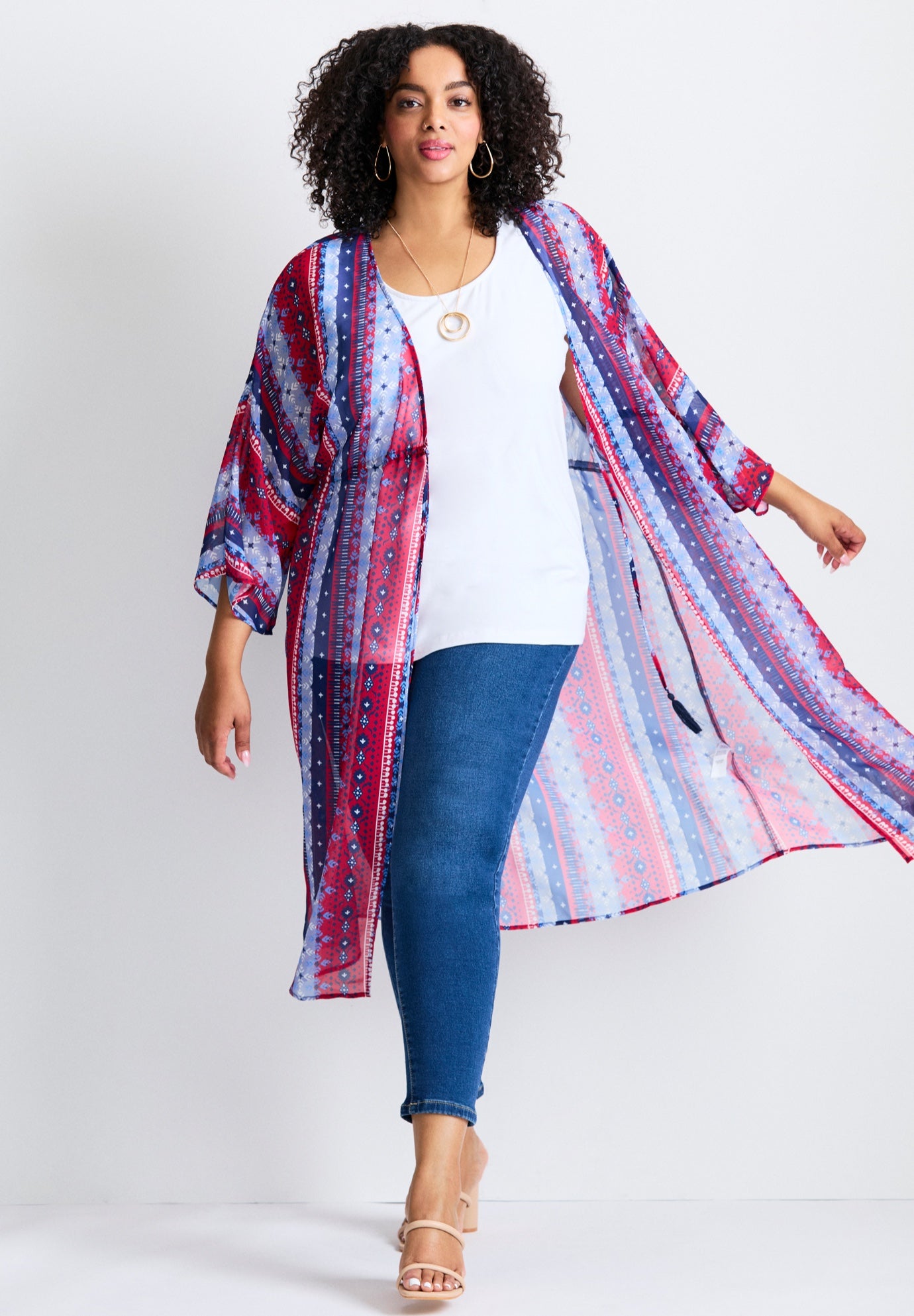 Tie-Front Duster Kimono image number 3