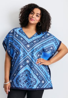 Crochet Trim Poncho Top