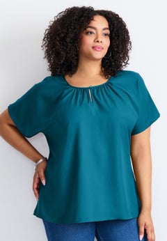 Keyhole Dolman Sleeve Blouse