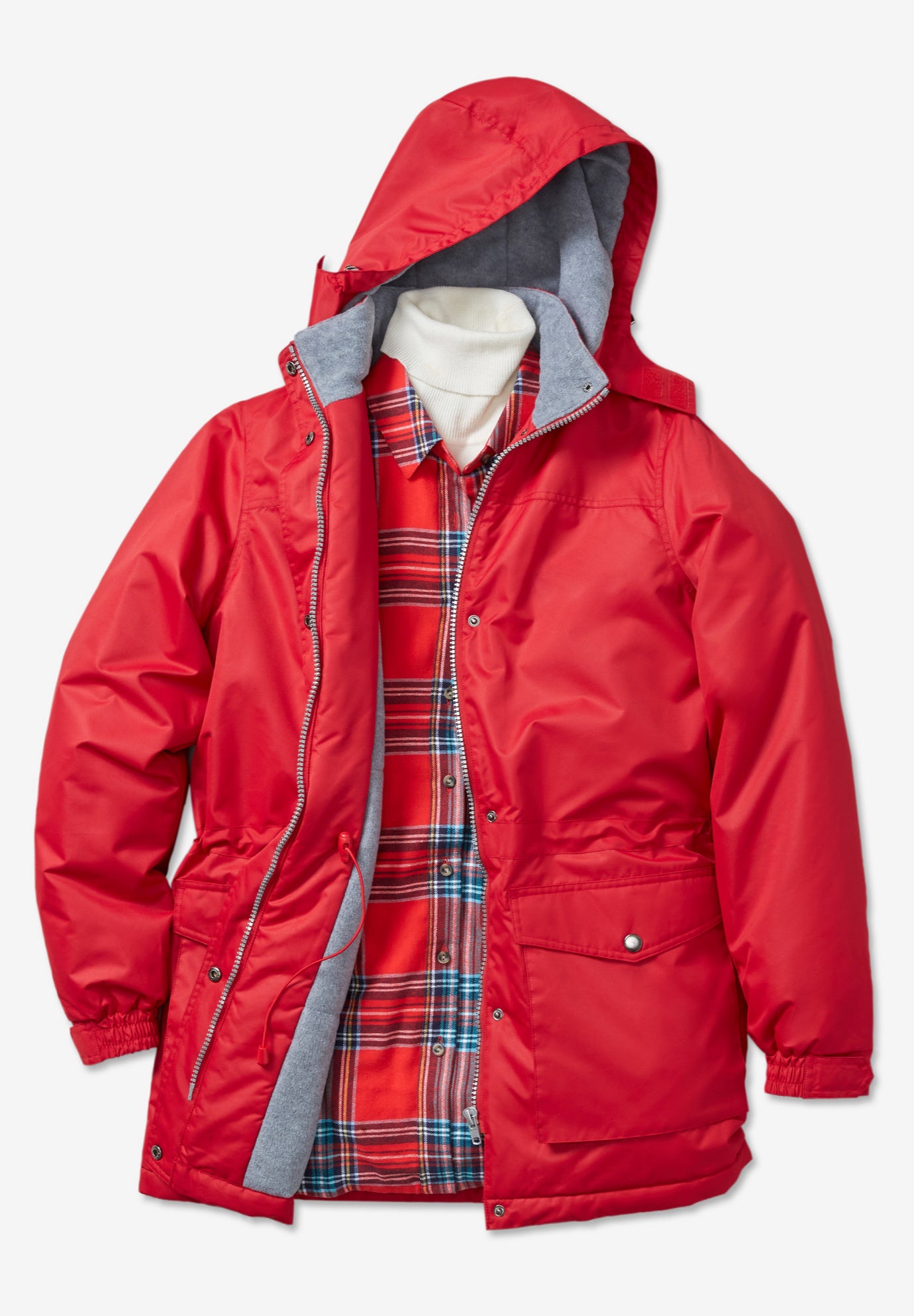 Women's Windproof Parka Black Cotton-Polyester Blend