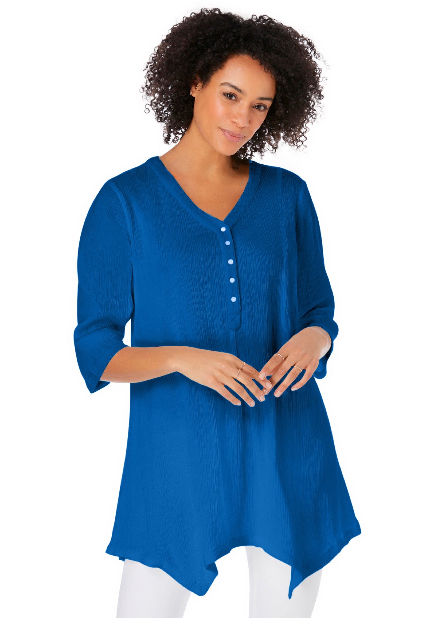 Handkerchief Hem Henley Tunic image number 3