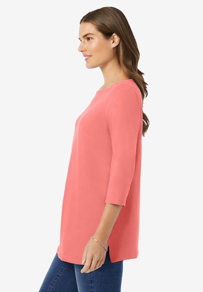 Perfect Three-Quarter Sleeve Boatneck Tee image number 2