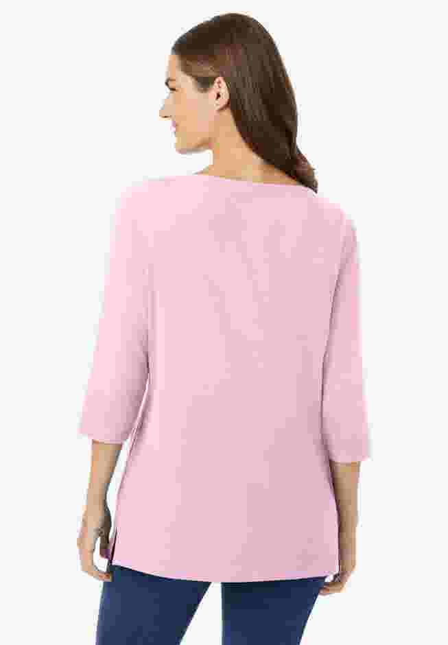 Perfect Three-Quarter Sleeve Boatneck Tee image number 1