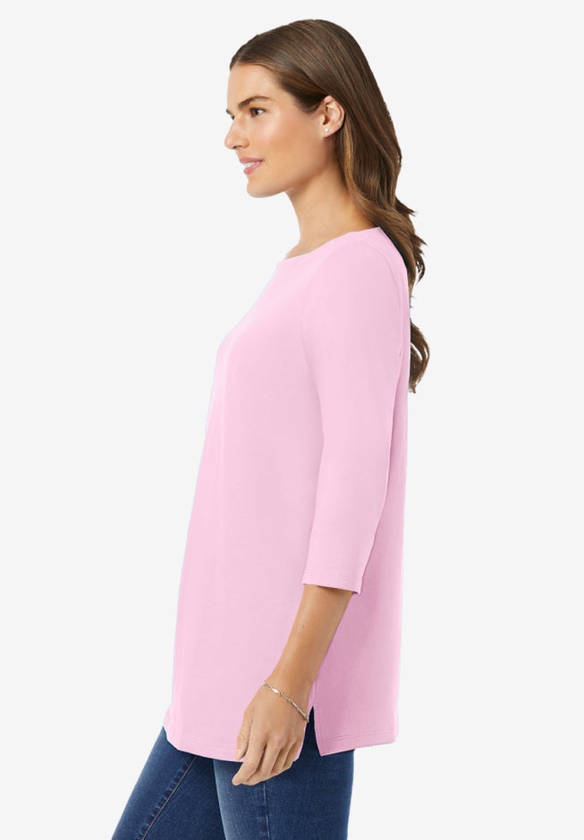 Perfect Three-Quarter Sleeve Boatneck Tee image number 2