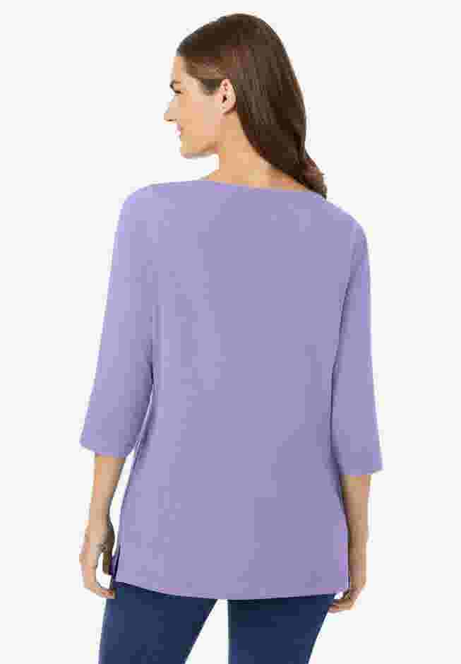 Perfect Three-Quarter Sleeve Boatneck Tee image number 1