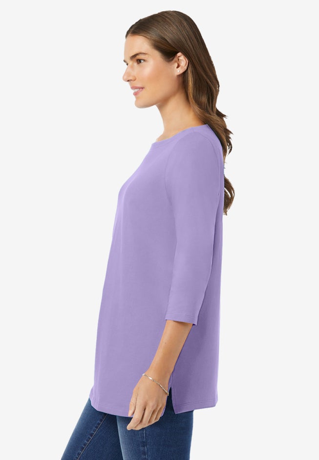 Perfect Three-Quarter Sleeve Boatneck Tee image number 2